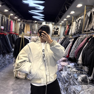 加绒加厚boxy连帽外套犬夜叉上衣服 男女款 美式 复古座山雕夹克冬季