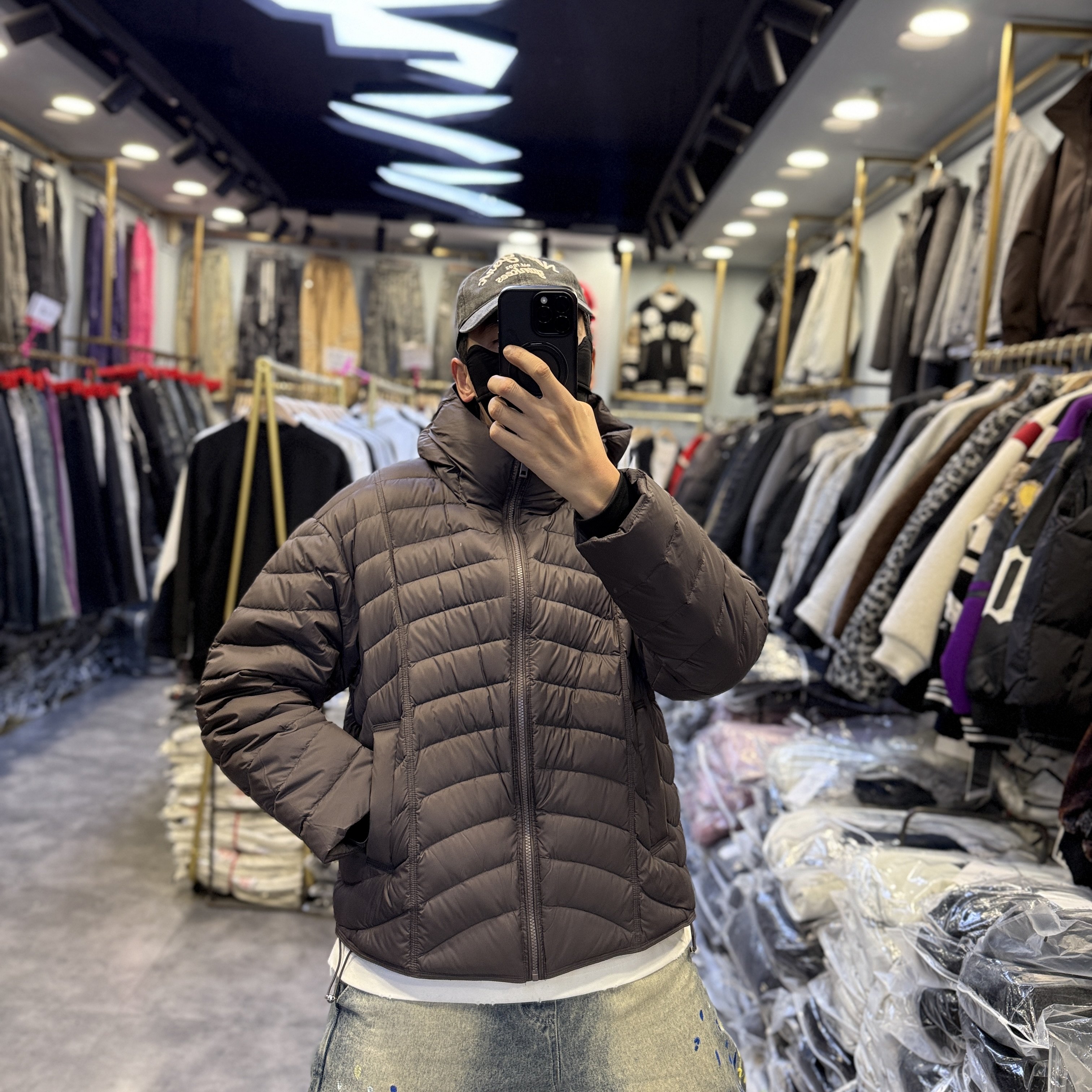 排骨服90白鸭绒简约鱼骨廓形连帽轻薄羽绒服男宽松情侣外套上衣服