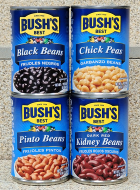 美国进口黑豆红腰豆花斑豆鹰嘴豆罐头已熟即食沙拉豆BUSHS BEANS