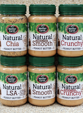 天然无糖无盐花生酱奇亚籽面包涂抹酱MOTHER EARTH PEANUT BUTTER