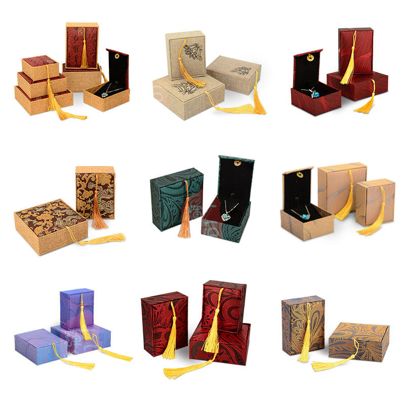 流苏亚麻布珍藏品吊坠项链佛珠手链手镯玉器包装盒珠宝首饰盒锦盒