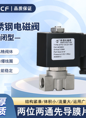 STP21电磁阀2分直动式AC220VDC24VDC12VAC110V高压不锈钢电磁阀