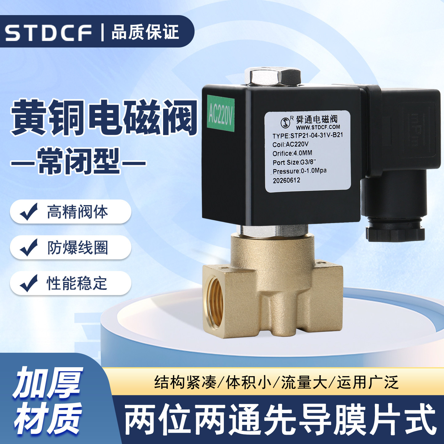 STP21-04-AC220V电磁阀B21高温高压黄铜3分4mm1.6mpa进水电磁阀