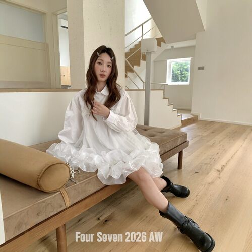 FOUR SEVEN 2026AW 重工 定制花边蕾丝拼接衬衫裙