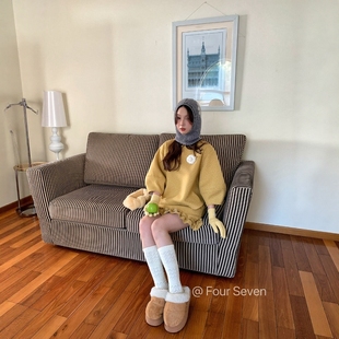 SEVEN 花边短裙套装 2025秋新韩版 上衣 小爱心印花灯笼七分袖 FOUR