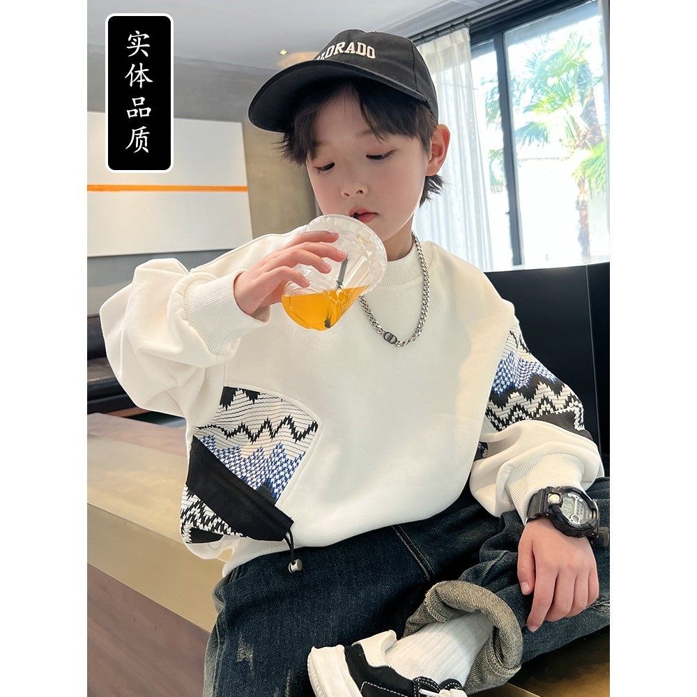 男童卫衣2025新款今年流行爆款加绒超好看中大儿童冬装一体绒上衣