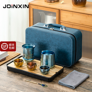 JOINXIN庄信纯钛茶具套装 户外旅行双层隔热防烫茶杯泡茶器