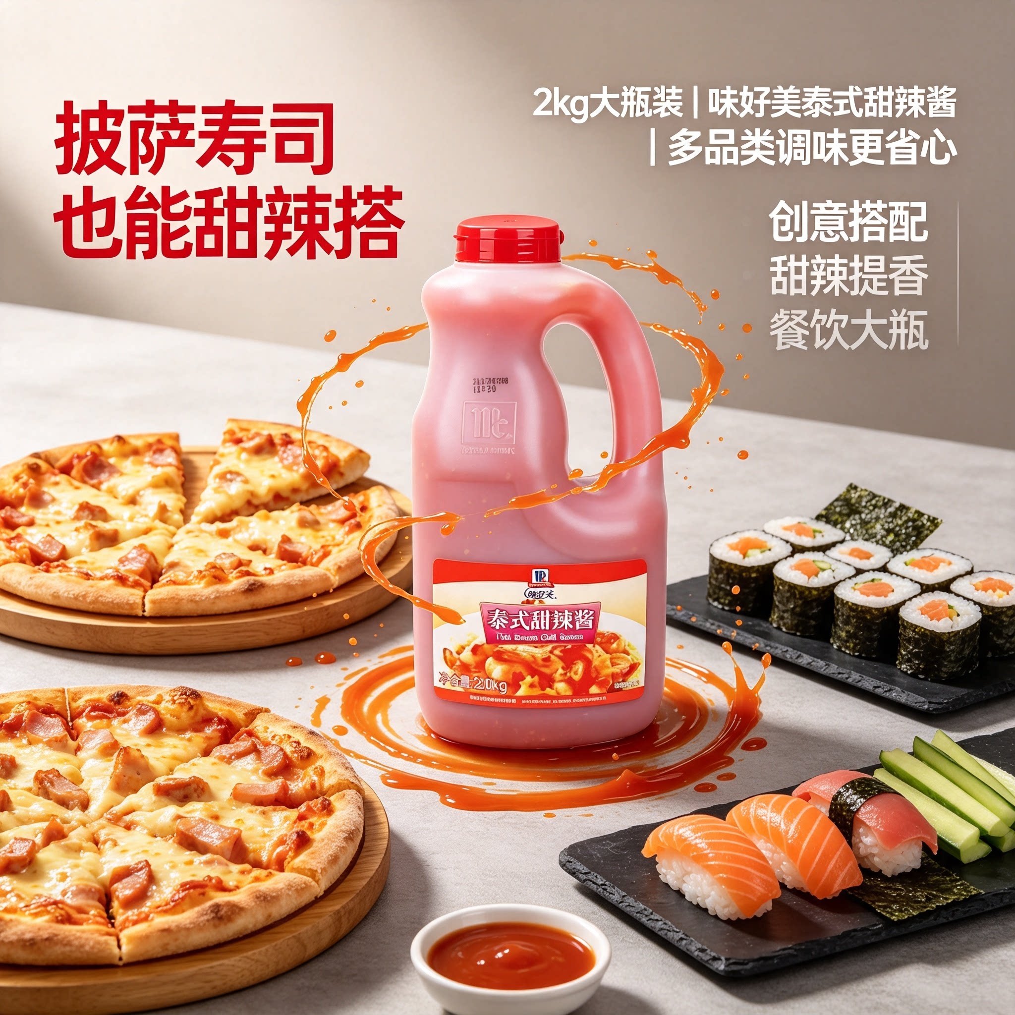 味好美泰式甜辣酱2kg手抓饼汉堡鸡排鸡肉卷披萨寿司炸鸡薯条沾酱