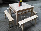 杉木八仙桌实木正方形高桌舞台道具农家仿古供桌堂屋大桌子大板凳