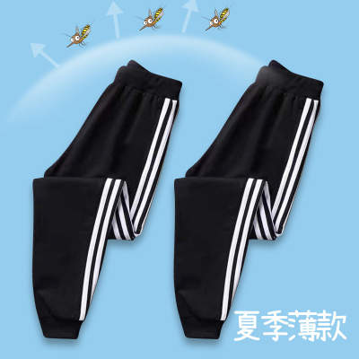 纯棉三条杠灰色卫裤男童薄款2025
