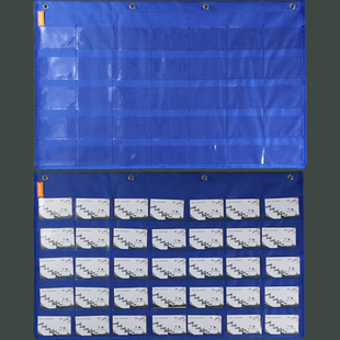 35格名片会员卡考勤卡收纳挂袋食堂饭卡整理袋透明墙壁牛津布插卡