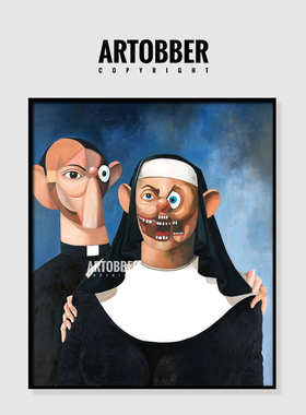 乔治康多George Condo潮流艺术客厅动漫大尺寸装饰画卧室高清挂画