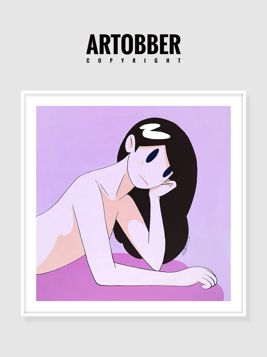 天野健大气限量签名复刻版画猫咪少女潮流艺术客厅卧室挂画装饰画