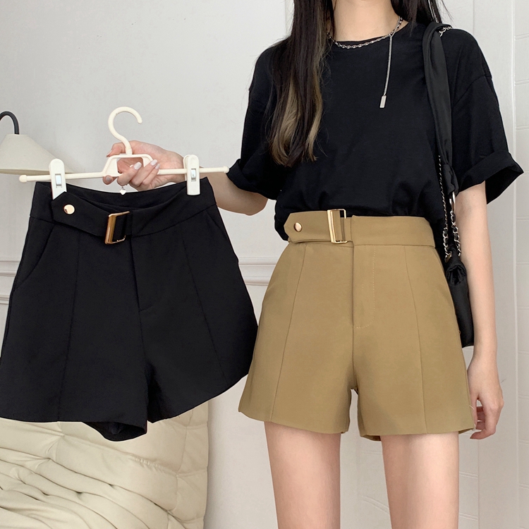Real price new loose and thin wide leg pants high waist A-line hot pants casual versatile Suit Shorts women