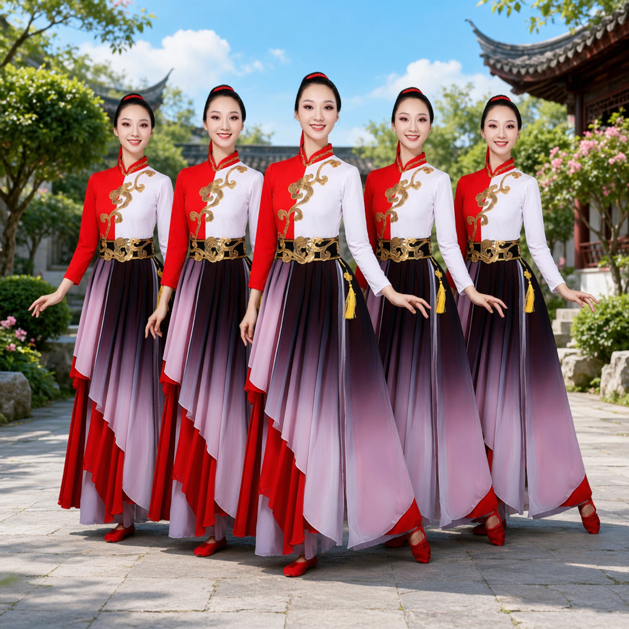 中国风古典舞蹈服女飘逸民族演出服书简舞梅花赋扇子舞伞舞表演服