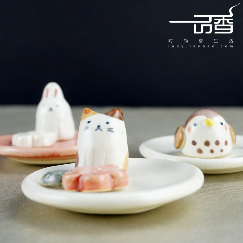 日本原装进口手作香插可爱陶瓷