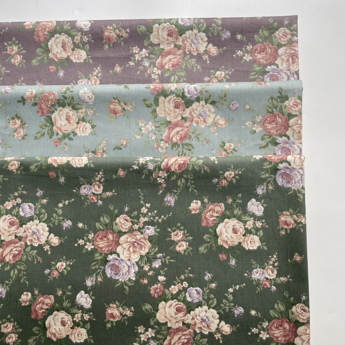 1.6米幅宽40支纯棉斜纹布料田园蔷薇印花手工服装床品diy全棉面料