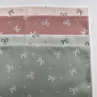 40支纯棉斜纹布料1.6米幅宽蝴蝶结印花手工服装 床品diy全棉面料