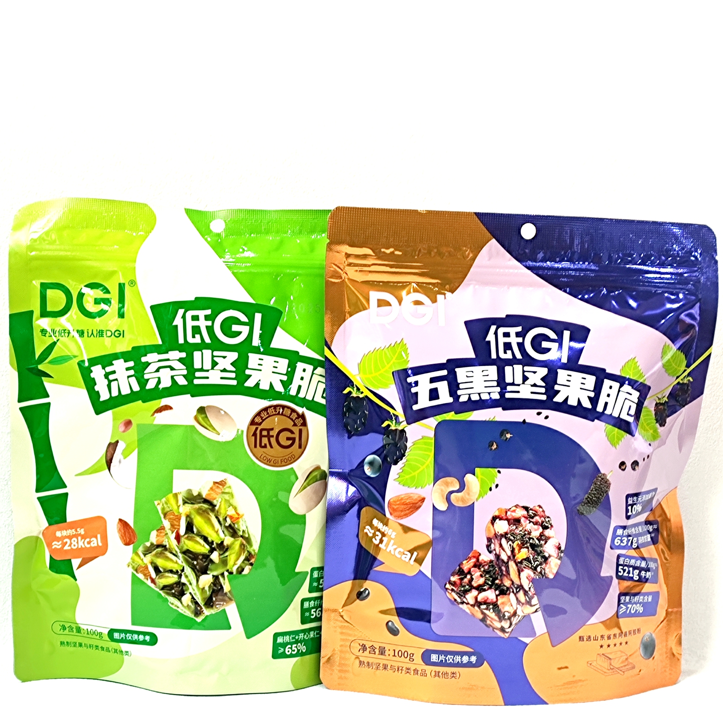 DGI低GI五黑坚果脆抹茶坚果脆开心果扁核桃酥袋装100g下午茶点心