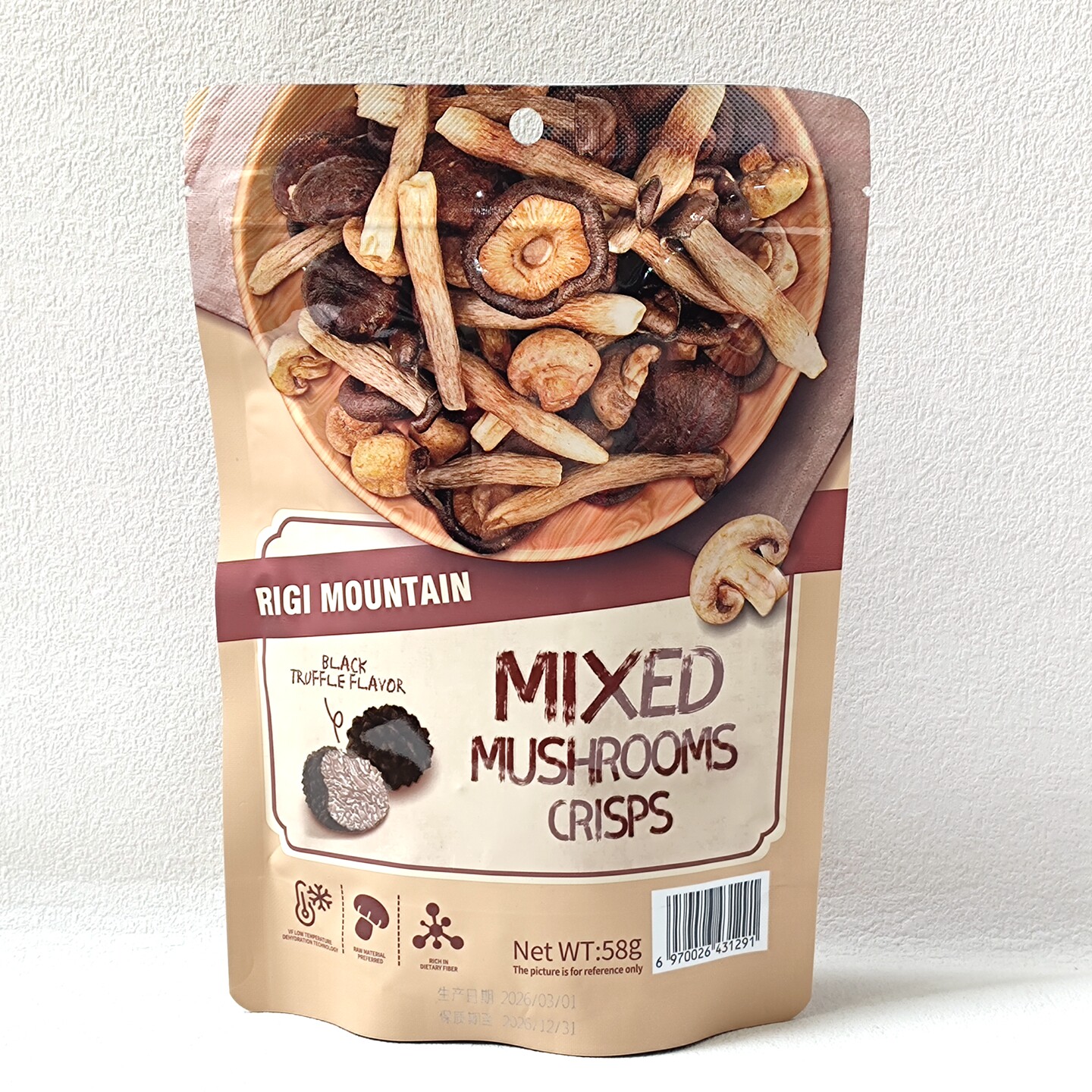 混合菌菇脆黑松露味58g袋装蘑菇干脆片即食脆片追剧解馋休闲零食