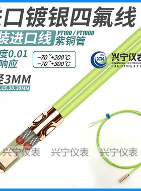 质保18个月,4X25mm紫铜管PT100热电阻,高精度温度传感器高温探头