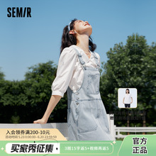 森马牛仔背带裙女显高小个子复古风2023夏季新款美式俏皮做旧短裙