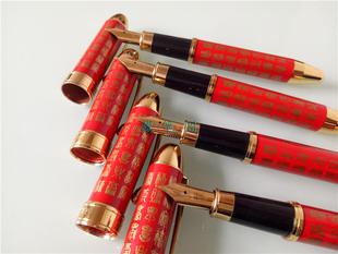 金星8000百福 百寿铱金笔 96年库存老钢笔 金黄色明尖 练字收藏