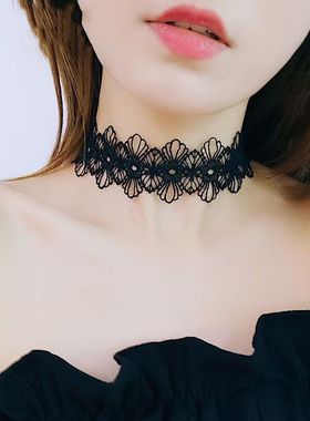 网红蕾丝喉结罩项圈女锁骨项链