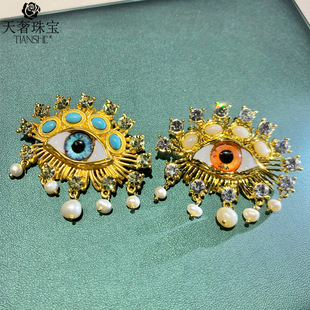 高档恶魔之眼光明会全视之眼戒指项链共济会徽章上帝之眼胸针别针