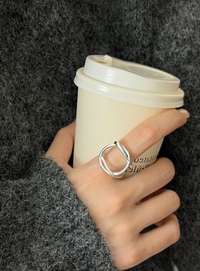 几何素圈镂空线条戒指女简约冷淡风个性时尚开口指环小众食指戒潮