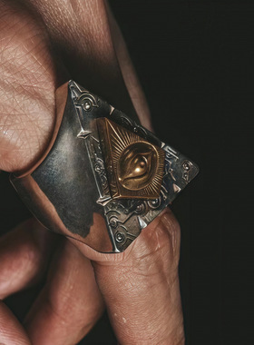 欧美冷门上帝之眼男士开口戒指