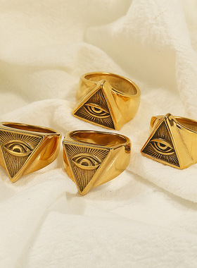 光明会全视之眼钛钢冷门戒指