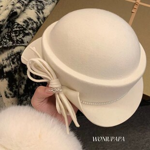 千金帽合集~赫本风留洋千金帽色戒汤唯同款帽子蝴蝶结礼帽女秋冬