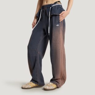 阿迪达斯三叶草女子纯棉二合一牛仔宽松运动裤KS0624