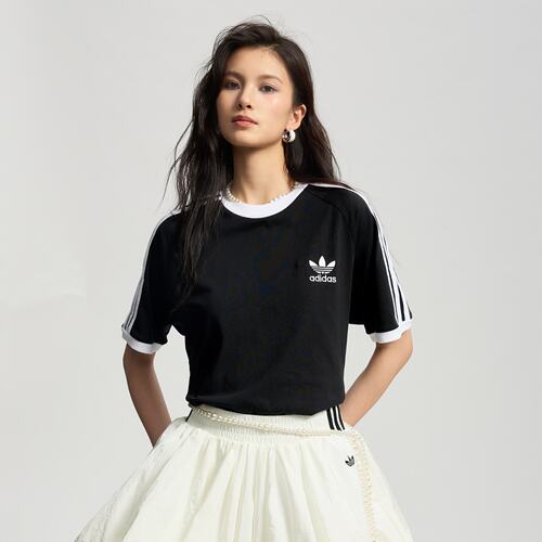 阿迪达斯三叶草男女纯棉运动修身短袖圆领T恤KB2459|KB2460