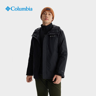 哥伦比亚男装24秋冬新品户外防水防风保暖抓绒三合一冲锋衣XE5220