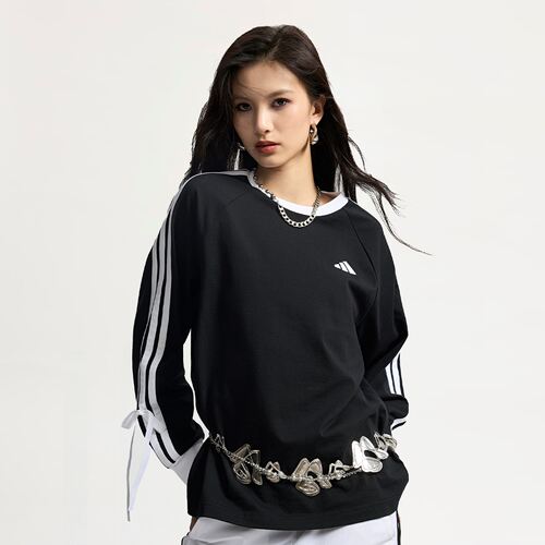 阿迪达斯女子三条纹舞动系列纯棉长袖T恤KG3858|KG3859