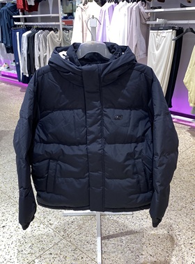 斯凯奇男女保暖连帽短款梭织休闲运动羽绒服L424U044 P424M156