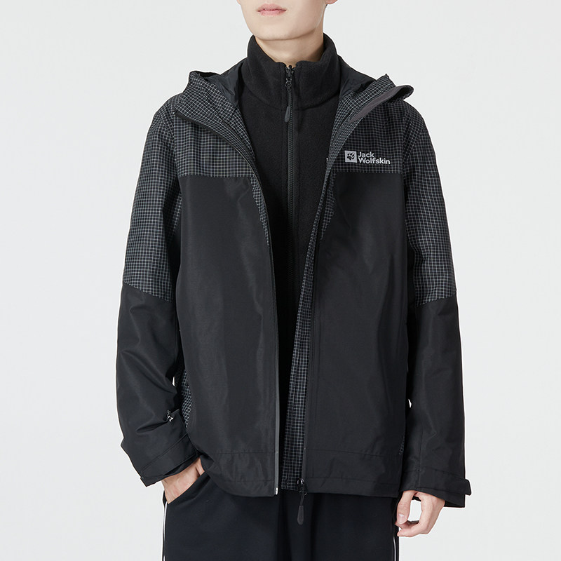 狼爪冲锋衣男装春户外防风防水拼色三合一外套5122191 A62276