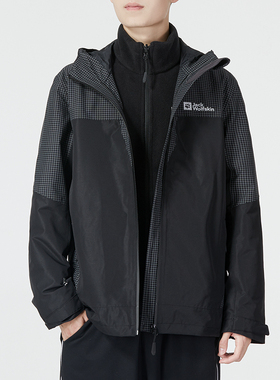 狼爪冲锋衣男装春户外防风防水拼色三合一外套5122191 A62276