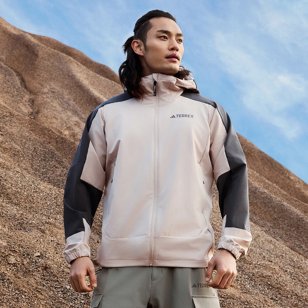 阿迪达斯户外男户外防风透湿疏水运动连帽夹克外套JI5934|JI5935 - 实物图