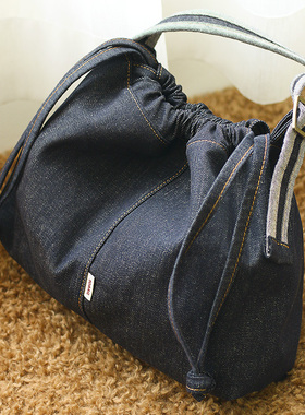 sobag日系复古牛仔斜挎单肩帆布包女小众设计感大容量通勤托特包