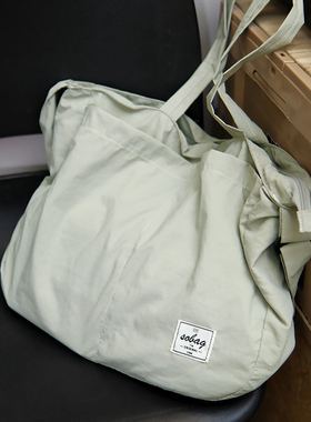 sobag日系慵懒单肩斜挎防水尼龙帆布包女多口袋大容量通勤托特包