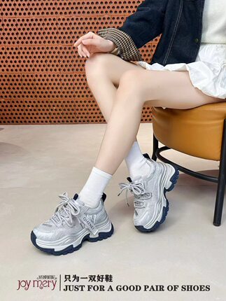娇娅媚妮新款镂空运动隐形增高女休闲鞋387-89