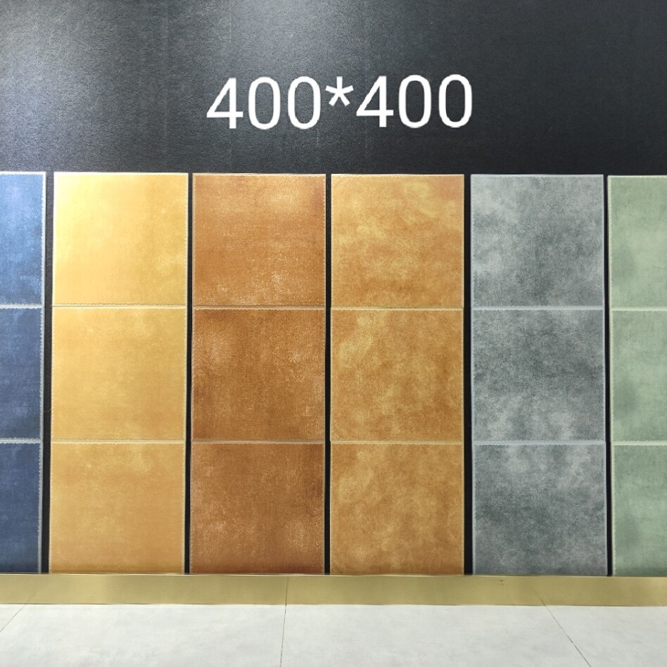 黄红绿蓝灰色欧美式田园单格子400x400厨卫阳台地爬墙复仿古瓷砖