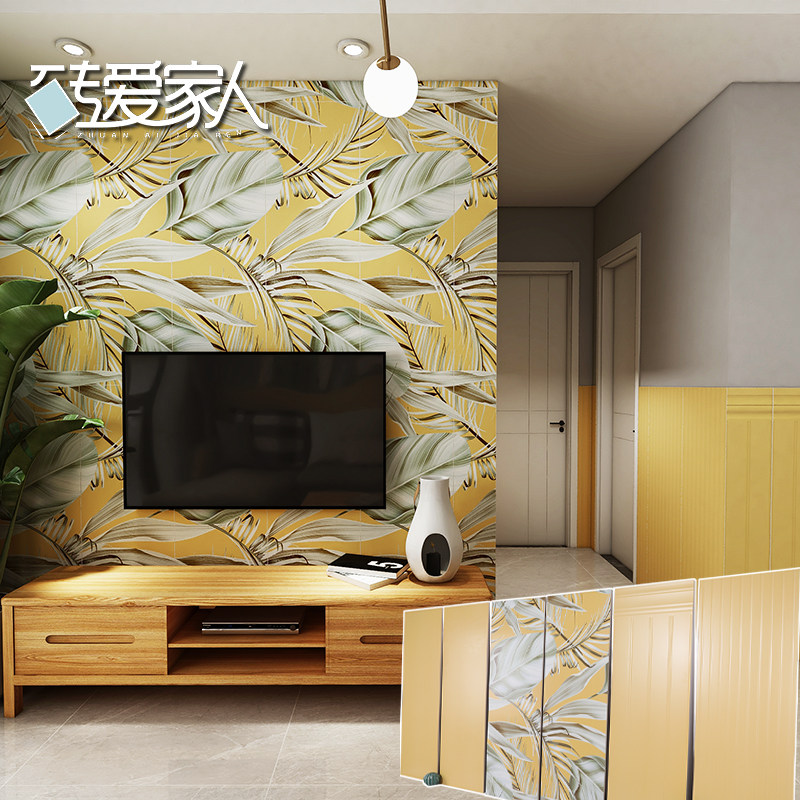 400*1200护墙板姜深亮黄色马卡龙卫生间墙面瓷砖服装餐饮奶茶饭店