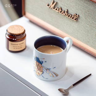 爱曼器 肖道贤纯大号“百花地”系列 —描金大号马克杯 380毫升