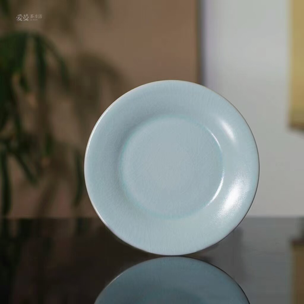 爱曼茶生活霁泽汝窑仿宋支钉烧壶承 茶盘果食碟