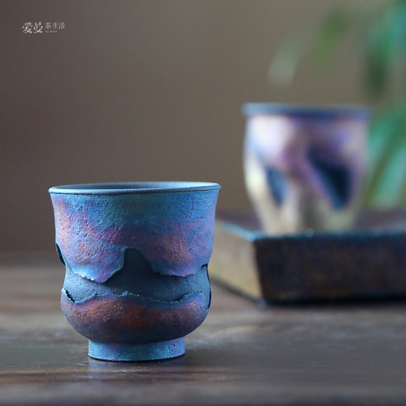 爱曼茶生活 姚凯作品纯手工炫彩熏烧紫砂杯 容量80cc一物一拍