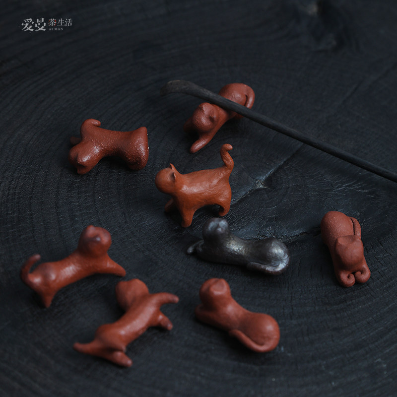 爱曼器茶生活  三舍张世林纯手工紫砂猫咪笔搁/猫咪香插